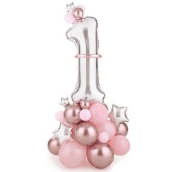 Sada balónikov 1. narodeniny v ružovej farbe