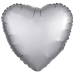 Balónik fóliový saténový Srdce strieborné 43 cm