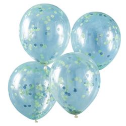 Balóniky s konfetami zeleno-modré 30 cm 5 ks