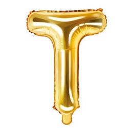 Balónik fóliový písmeno T zlaté 35 cm
