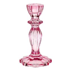 Svietnik sklenený ružový vysoký 16 cm