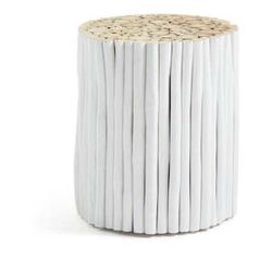 Biely odkladací stolík z teakového dreva La Forma Filippo, ⌀ 35 cm
