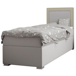 Boxspringová posteľ, jednolôžko, svetlosivá, 80x200, pravá, BILY