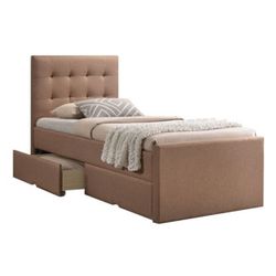 Viska New čalúnená jednolôžková posteľ s roštom 90x200 cm svetlohnedá