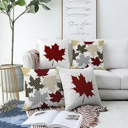 Súprava 4 žinylkových obliečok na vankúš Minimalist Cushion Covers Leaves, 55 x 55 cm