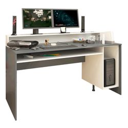 PC stôl/herný stôl, grafit/biela, TEZRO NEW