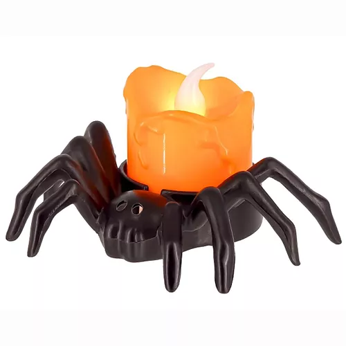 Halloweenska LED sviečka s pavúkom