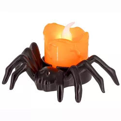 Halloweenska LED sviečka s pavúkom