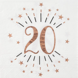 SERVÍTKY papierové 20. narodeniny Rose Gold 10ks