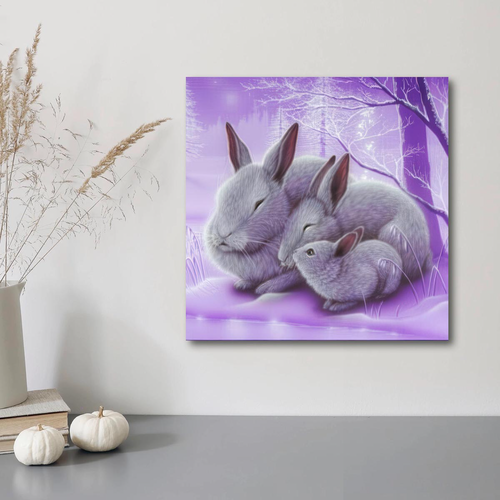 Diamantové maľovanie Fialoví zajačikovia