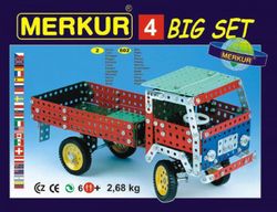 Stavebnice MERKUR 4 40 modelů 602ks 2 vrstvy v krabici 36x26,5x5,5cm