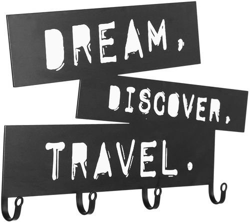 Nástenný vešiak so štyrmi háčikmi, Dream, Discover, Travel