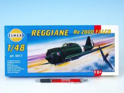 Model Reggiane RE 2000 Falco 1:48 16,1x22cm v krabici 31x13,5x3,5cm