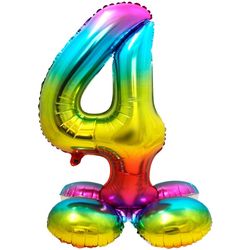BALÓNIK fóliový číslo 4 samostatne stojace dúhové 72cm