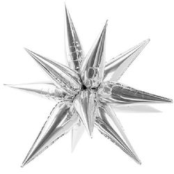 Balónik fóliový Hviezda strieborná 3D 95 cm