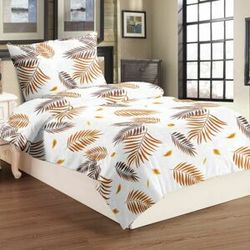 Mikroplyšové posteľné obliečky - hnedé listy, 140x200 cm