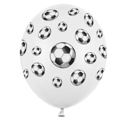 Balónik latexový biely s futbalovým motívom 30 cm 1 ks