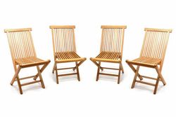 Sada 4 kusov - záhradné skladacie stoličky DIVERO - teak