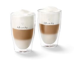 Poháre na latte macchiato, s potlačou srdiečka