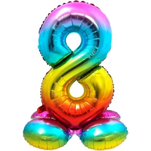 BALÓNIK fóliový číslo 8 samostatne stojace dúhové 72cm
