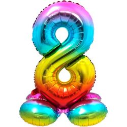 BALÓNIK fóliový číslo 8 samostatne stojace dúhové 72cm