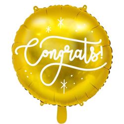 Balónik fóliový zlatý Congrats! 35 cm
