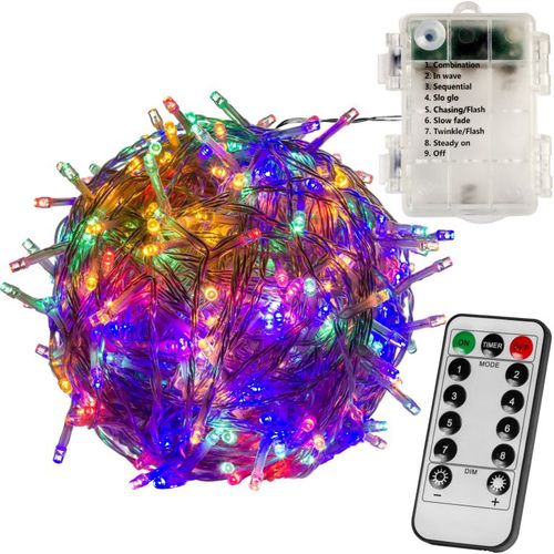 Vianočné LED osvetlenie - 10 m, 100 LED, farebné, na batérie