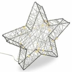 Vianočná kovová hviezda s 3D efektom - strieborná, 25 LED