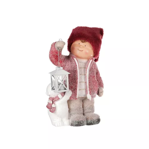 Postavička s lampášom, keramika, červená, 30 x 41 x 16 cm