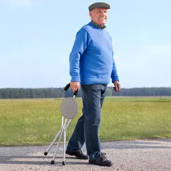Skladacia vychádzková palica so sedadlom