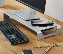 Stojan na monitor s bezdrôtovou nabíjacou stanicou a USB hubom