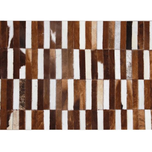 Luxusný kožený koberec, hnedá/biela, patchwork, 141x200, KOŽA TYP 5