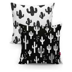 Sada 2 obliečok na vankúše Minimalist Cushion Covers BW Cactuses, 45 x 45 cm