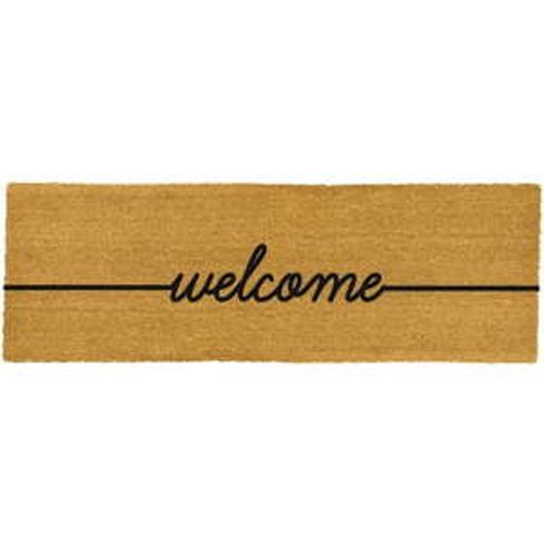 Čierna dlouhá rohožka z prírodného kokosového vlákna Artsy Doormats Welcome, 120 x 40 cm