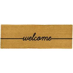Čierna dlouhá rohožka z prírodného kokosového vlákna Artsy Doormats Welcome, 120 x 40 cm