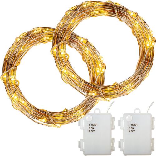 Sada 2 kusov svetelných drôtov - 50 LED, teplá biela