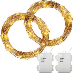 Sada 2 kusov svetelných drôtov - 50 LED, teplá biela