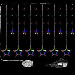 Vianočná dekorácia - svietiace hviezdy, 150 LED, farebné