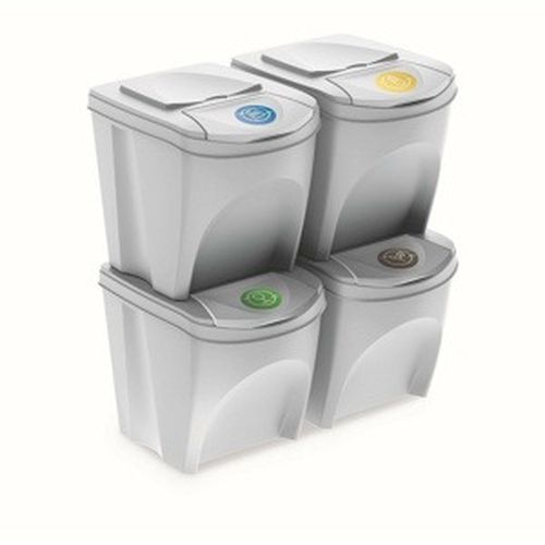 Kôš na triedený odpad Sortibox 25 l, 4 ks, biela IKWB20S4 S449