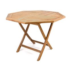DIVERO skladací záhradný stolík z teakoveho dreva, Ø 100 cm