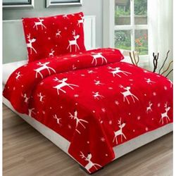 Mikroplyšové posteľné obliečky - červený sob, 140x200 cm
