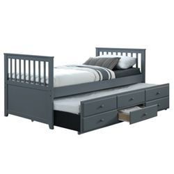 Austin New 90 rozkladacia posteľ s prísteľkou sivá