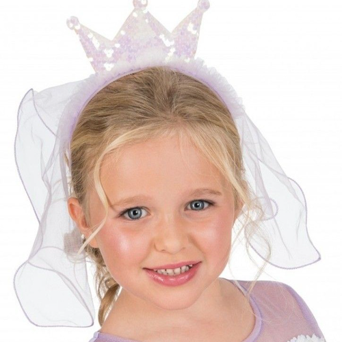 Fialová čelenka s korunkou a závojom