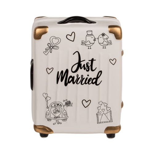 Pokladnička Kufor Just Married 11 x 6,5 x 16,5 cm