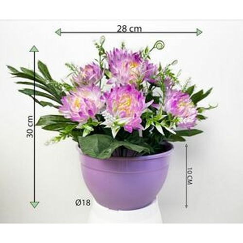 Umelá chryzantéma v kvetináči, fialová, 30 cm