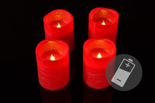 Dekoratívna sada - 4 adventné LED sviečky, červené
