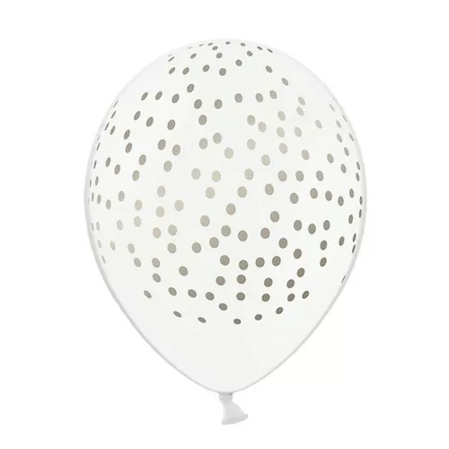 BALÓNIKY 50ks latexové s bodkami biele 30cm