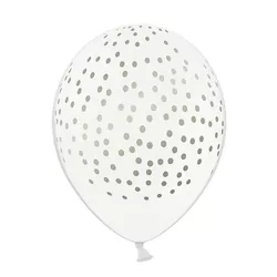 BALÓNIKY 50ks latexové s bodkami biele 30cm