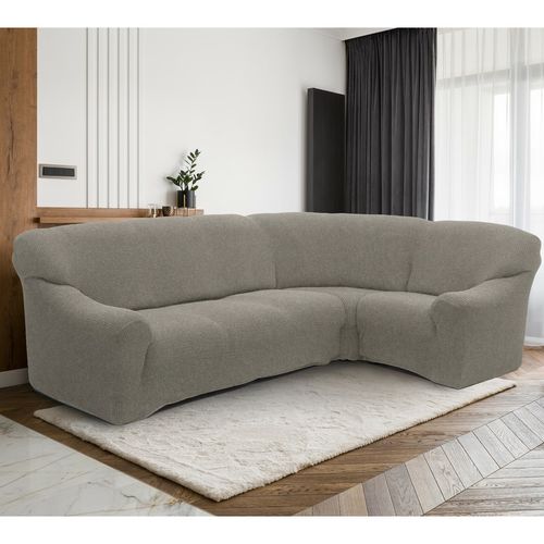 Forbyt Napínací poťah na rohovú sedačku Denia svetlosivá, 340 - 540 cm x 60 - 110 cm