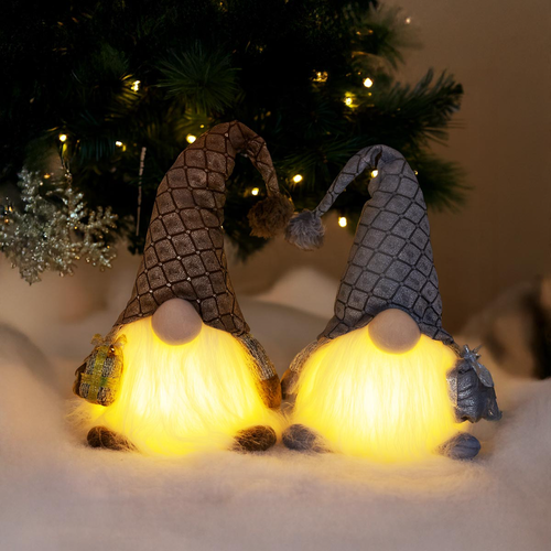 LED vianočný škriatok, strieborný